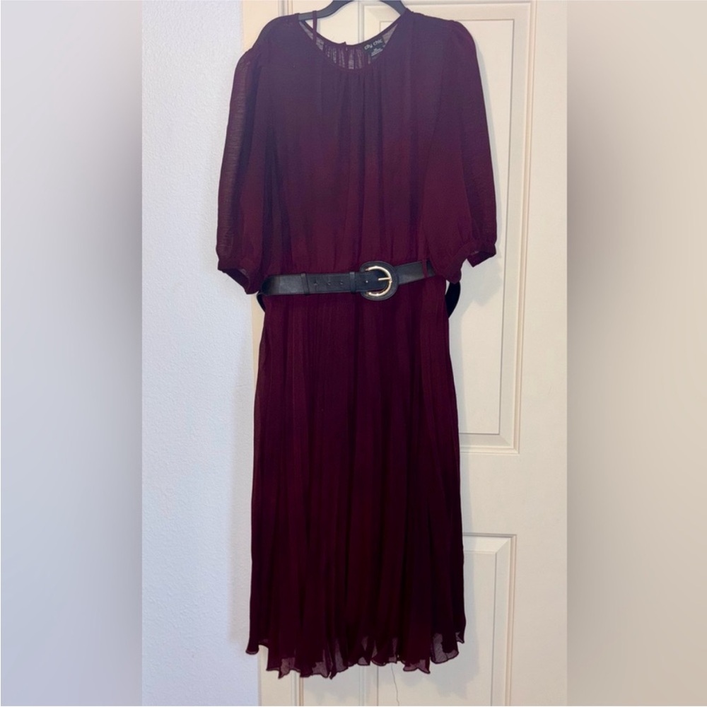 City Chic Love pleat dress Deep Burgundy wine Midi xxl 24 - Picture 11 of 11